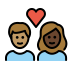 couple with heart, person, person, medium skin tone, dark skin tone